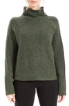 Max Studio Diagonal Texture Cowl Neck Sweater In Green-green