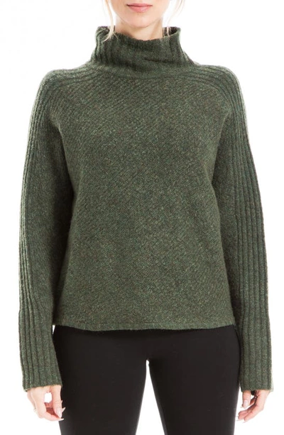 Max Studio Diagonal Texture Cowl Neck Sweater In Green-green