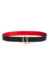 Christian Louboutin Logo Buckle Leather Belt In Black