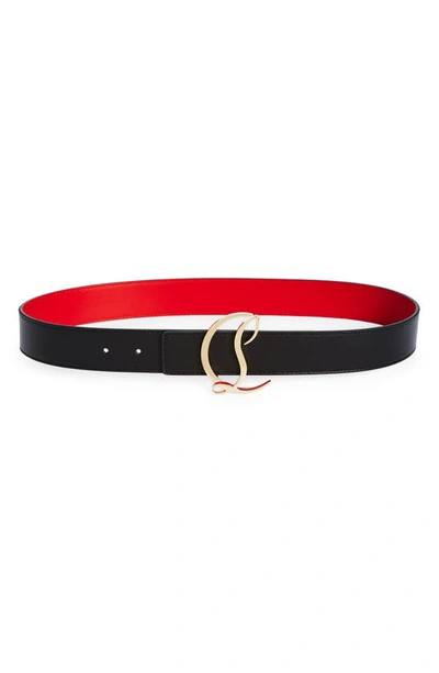 Christian Louboutin Logo Buckle Leather Belt In Black