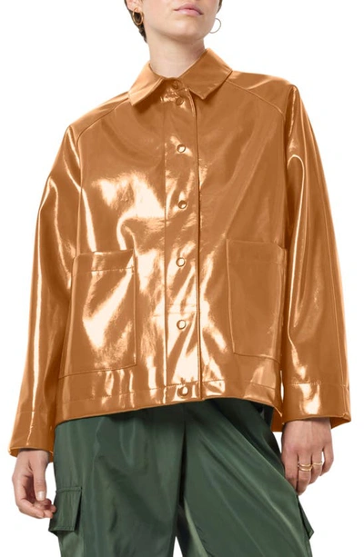 Noisy May Sky Faux Leather Jacket In Rubber