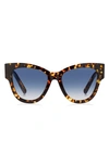 Marc Jacobs 53mm Cat Eye Sunglasses In Havana/ Blue Shaded