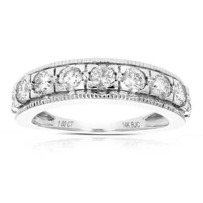 Vir Jewels 1/2 Cttw Diamond Wedding Band For Women, Milgrain Diamond Wedding Band In 14k White Gold Prong Set