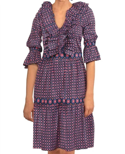 Gretchen Scott Posh Foulard Dress In Navy/red In Multi