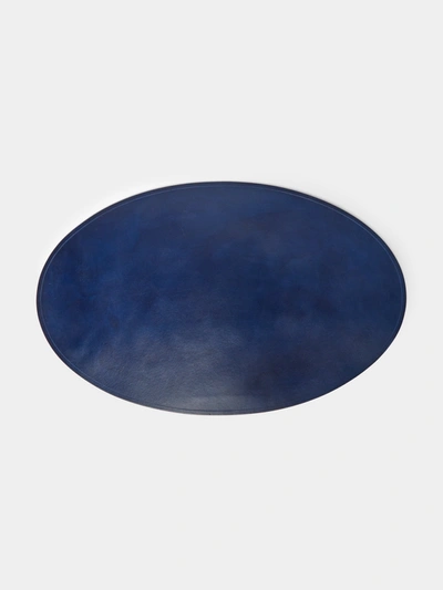 Peter Speliopoulos Projects Hand-stained Leather Oval Placemats (set Of 4) In Blue