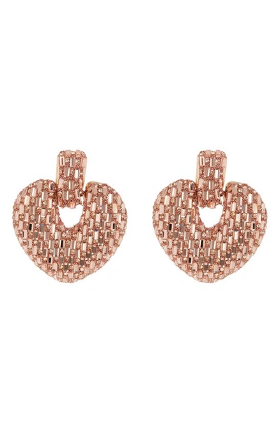 Tasha Heart Drop Earrings In Gold/ Coral