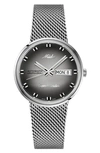 Mido Commander Shade Mesh Strap Watch In Gray/silver