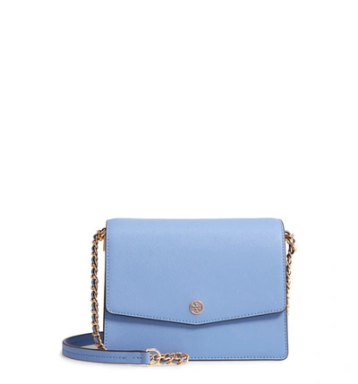Tory Burch Robinson Convertible Leather Shoulder Bag - Blue In Bow Blue