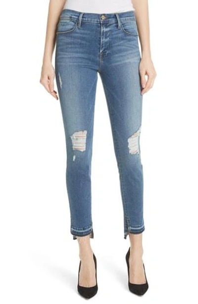 Frame Le High Ripped Released Hem Skinny Jeans In Hermitage