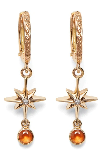 Marlo Laz Lucky Star Diamond & Sapphire Earrings In Yellow Gold