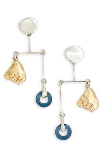 Faris Portra Mobile Earrings In Sterling Silver/ Bronze/ Glass