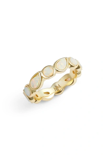 Melinda Maria Isla Stackable Band Ring In White Opal/ Gold