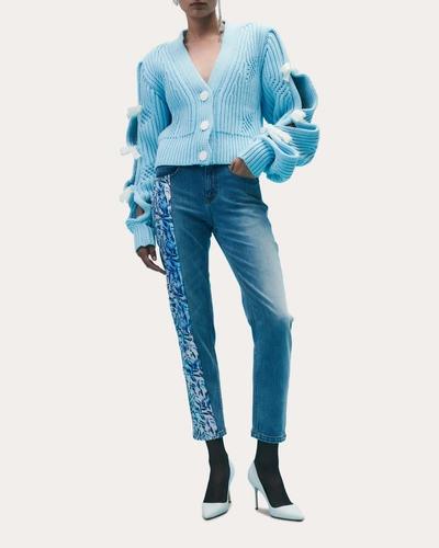 Hellessy Lily Sequin Chenille Paneled Skinny-leg Ankle Jeans In Lili Wash/leaf Print