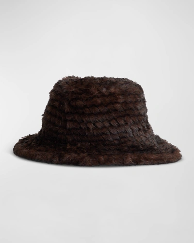 Fabulous Furs Knitted Faux Fur Bucket Hat In Whiskey