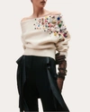 Hellessy Bruno Button Embellished Off-shoulder Wool Cashmere Sweater In White
