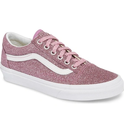 Vans Ua Old Skool Glitter Low Top Sneaker In Pink/ True White Glitter