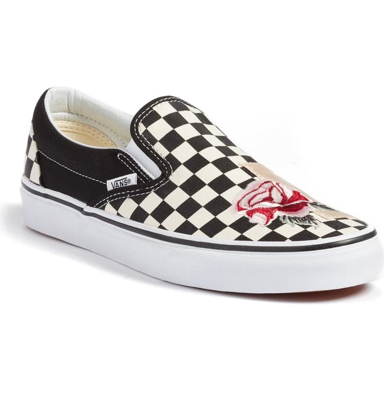 vans with checkers and roses