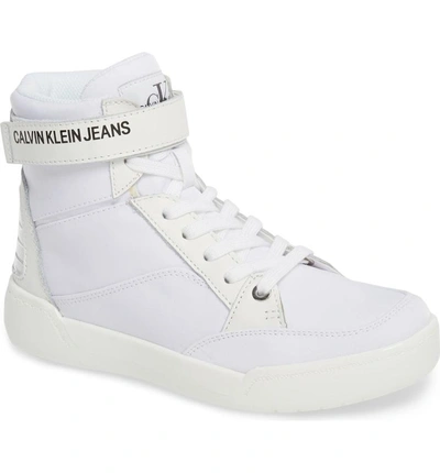 Calvin Klein Jeans Est.1978 Nelda High Top Sneaker In White Leather