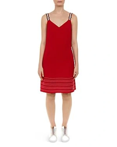 Ted Baker Colour By Numbers Lanchal Stitch-detail Dress In Red