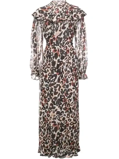 Sonia Rykiel Leopard-print Silk Maxi Dress In Brown