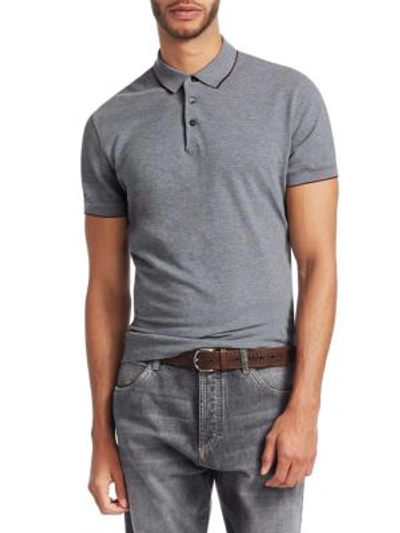 Brunello Cucinelli Tipping Polo In Mid Grey