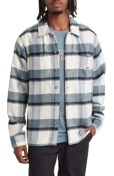 Dickies Coaling Plaid Flannel Button-up Overshirt In Coaling Check Light Base