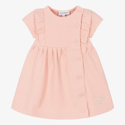 Emporio Armani Babies' Girls Pink Cotton Waffle Jersey Dress