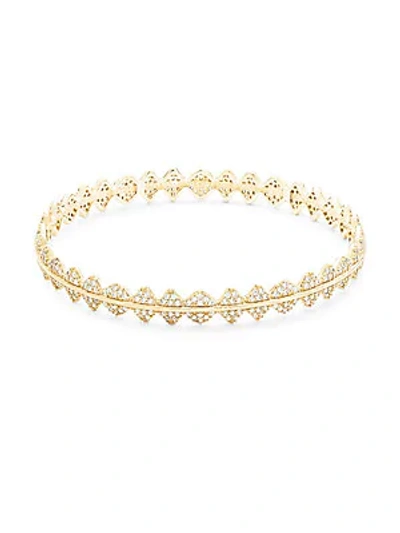 Freida Rothman Crown Pav&eacute; Crystal And Sterling Silver Bangle Bracelet