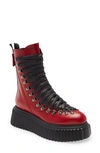 Agl Attilio Giusti Leombruni Dromo Lace-up Combat Boot In Scarlet