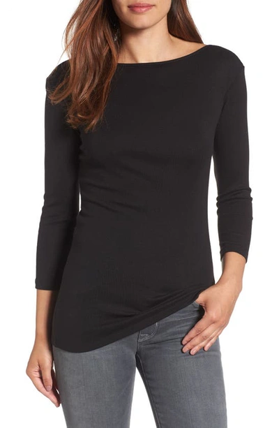 Caslon Three Quarter Sleeve Tee In Black