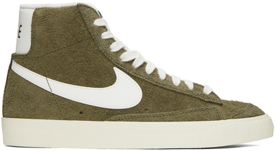 Nike Khaki Blazer Mid '77 Vintage Sneakers In Medium Olive/sail/coconut Milk/black 