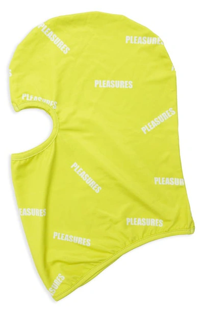 Pleasures Logo Print Balaclava In Lime