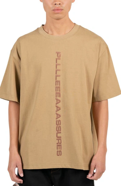 Pleasures Drag Embroidered Cotton T-shirt In Beige