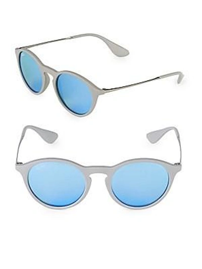 Ray Ban 49mm Rounded Mirrored Sunglasses In Ice Blue