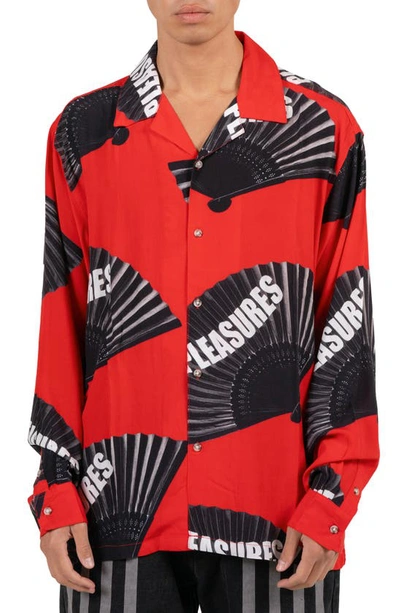 Pleasures Fans Print Button-up Shirt In Red