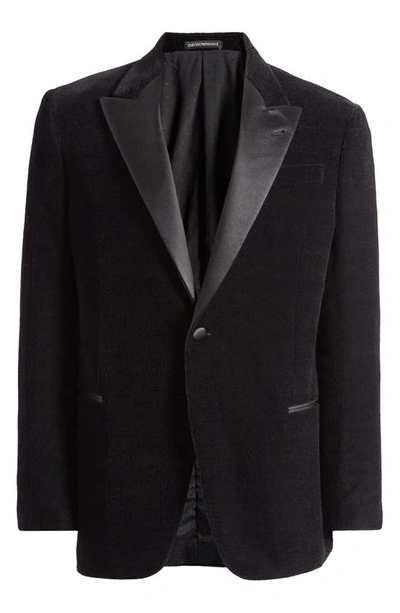 Emporio Armani Velvet Dinner Jacket In Solid Black