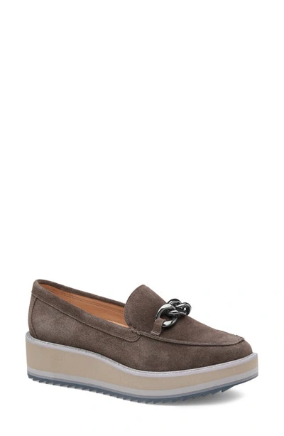 Johnston & Murphy Gracelyn Chain Platform Suede Loafer In Dark Grey Suede