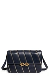 Saint Laurent Le Maillon Quilted Leather Shoulder Bag In Marine/ Marine/ Argent