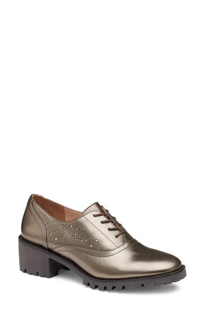 Johnston & Murphy Alice Brogue Oxford In Bronze Metallic Sheepskin