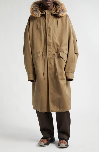 Burberry Water Resistant Coat With Removable Faux Fur Trim In Silt
