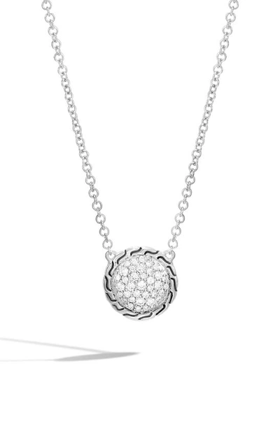 John Hardy Chain Classic Pavé Diamond Pendant Necklace In Silver