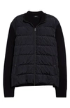 Herno Quilted & Knit Bomber Jacket In Blu Navy