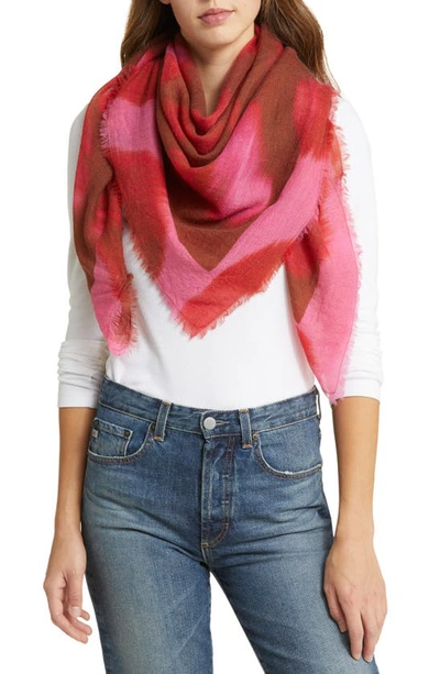 Nordstrom Square Wool Scarf In Pink Rose Artistic Spots