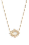 Kendra Scott Grayson Sunburst Pendant Necklace In Gold Iridescent Opalite