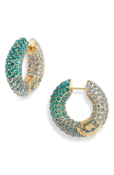 Kendra Scott Gold-tone Mikki Pave Small Hoop Earrings, 0.6" In Gold Green/blue Ombre Mix