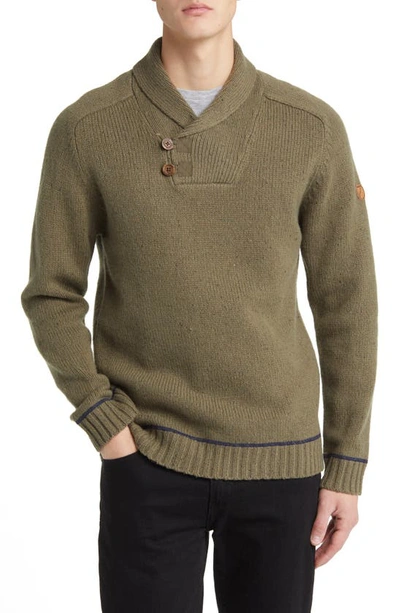 Fjall Raven Lada Regular Fit Shawl Collar Jumper In Laurel Green