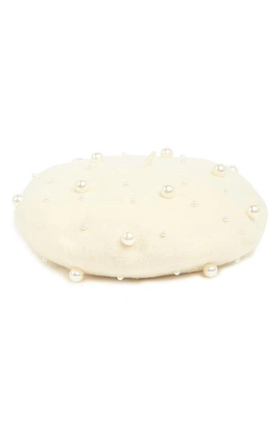 Tasha Imitation Pearl Beret In Ivory