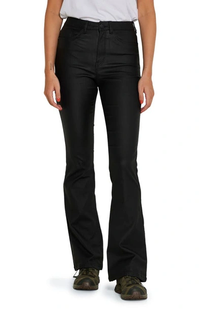 Noisy May Sallie Coated Flare Trousers In Black