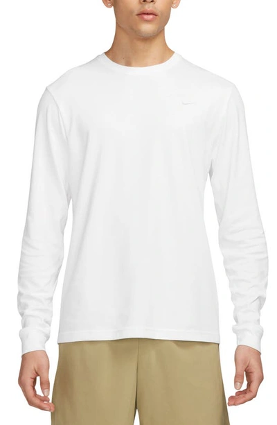 Nike Dri-fit Primary Long Sleeve T-shirt In White