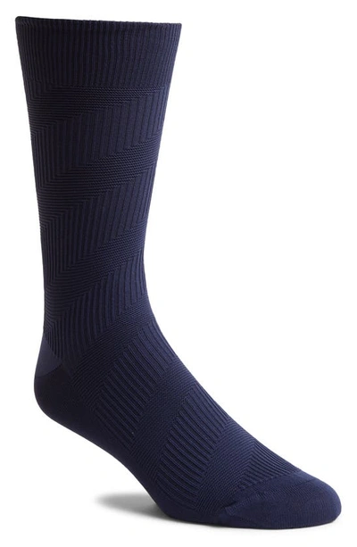 Cole Haan Mixed Stitch Dress Socks In Marine Blue